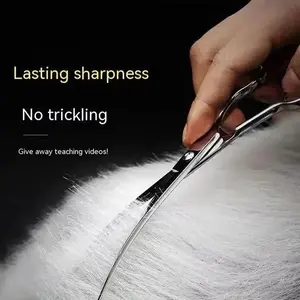 OBRAL Gunting Perawatan Bulu Hewan Peliharaan Anjing Kucing Lurus Lengkung Gerigi Sasak Gunting Grooming Profesional Alat Pemotong Kualitas Tinggi Aksesoris Trendi Nyaman Aman Tahan Lama Hasil Potong Rapi