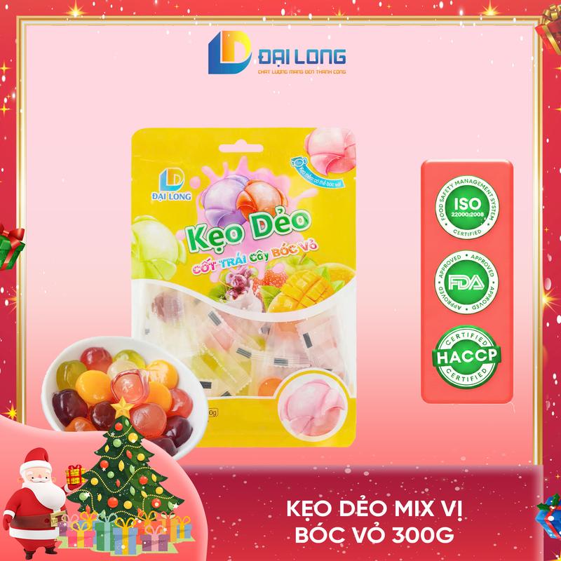 Túi 300g Mix vị kẹo dẻo trái cây bóc vỏ Đại Long NOEL đồ ăn vặt siêu hot trên mạng xã hội Vị Chua Candy Snack Food Socola Thức Ăn keomix nhieu vi đủ vị trái cây không keo jelly