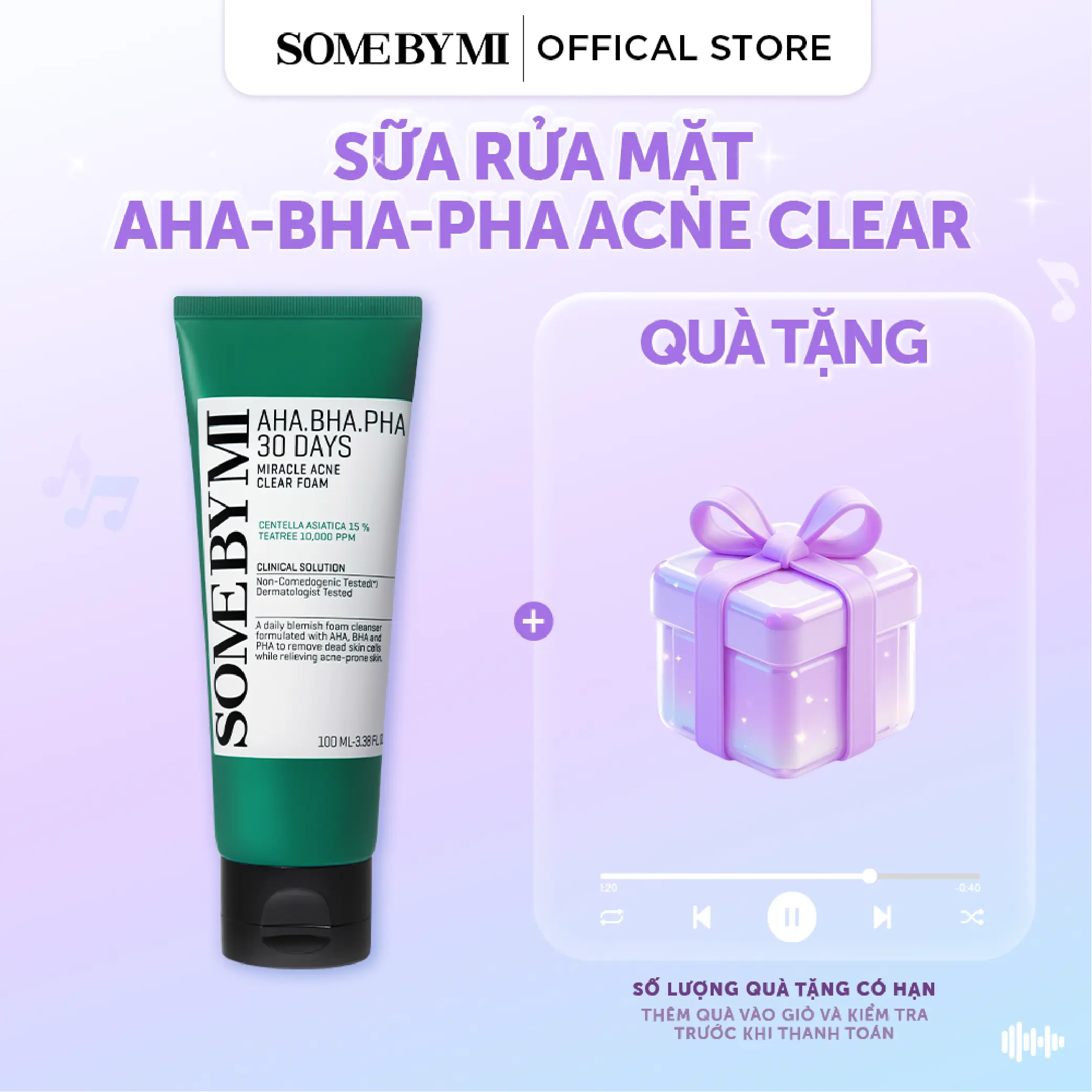 Sữa Rửa Mặt Giúp Làm Giảm Và Ngăn Ngừa Mụn Some By Mi Aha-Bha-Pha 30 Days Miracle Acne Clear Foam 100Ml