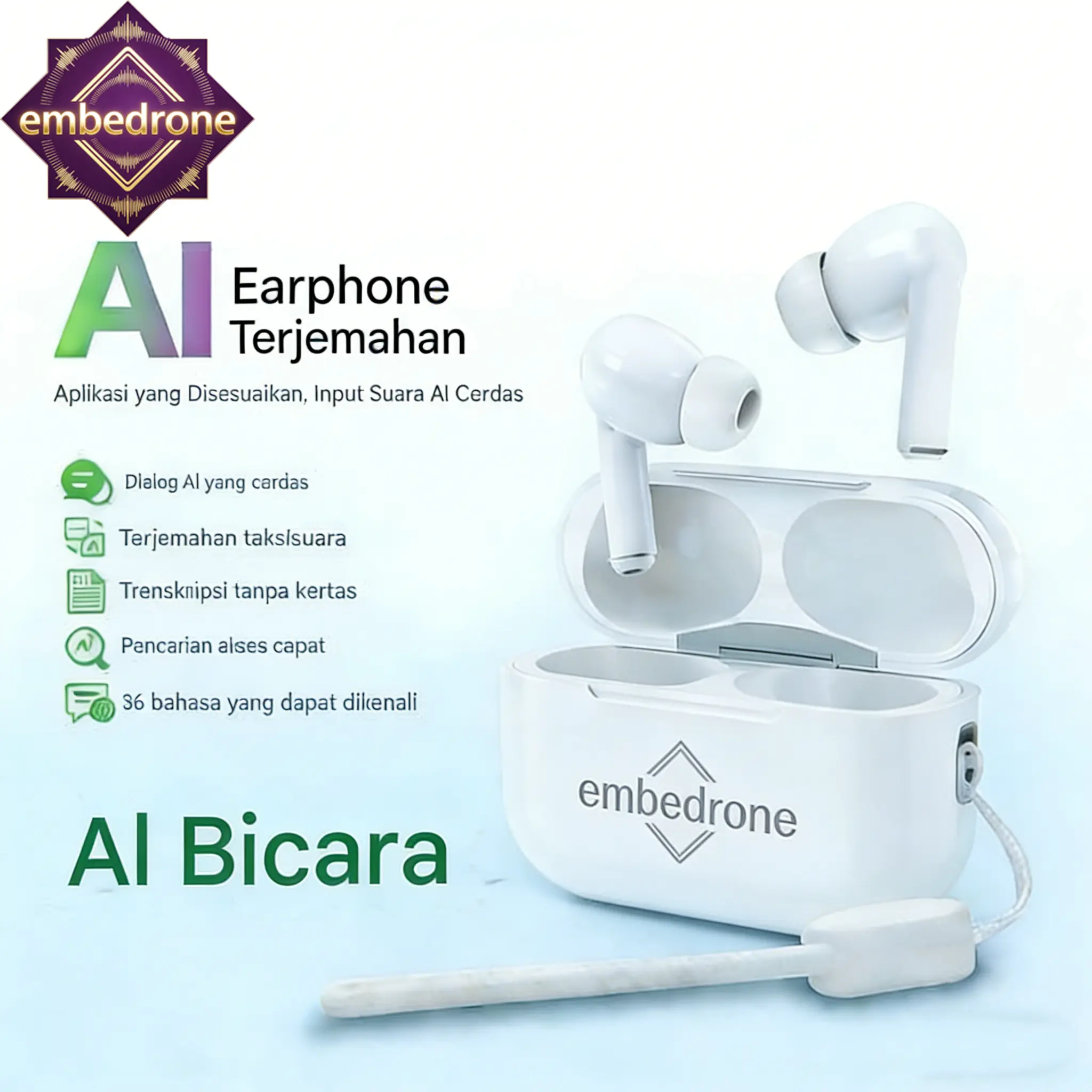 EBD Headset AIPutih dengan Noise Cancelling Cerdas