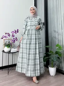 TERABARU DRESS EMONA -  GAMIS KEKINIAN DRESS KATUN HARUKA MOTIF KOTAK BY ZEVA Wanita