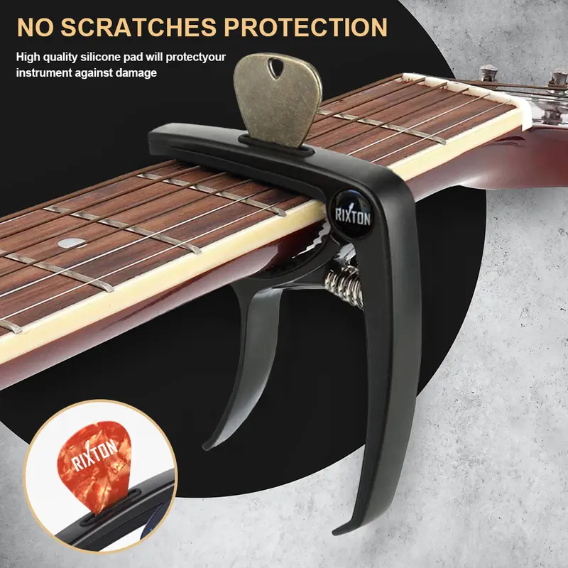 Rixton Guitar Capo Lgl 06 Clamp Aluminum Alloy Metal Wood Grain Quick Change Acoustic Capo 7