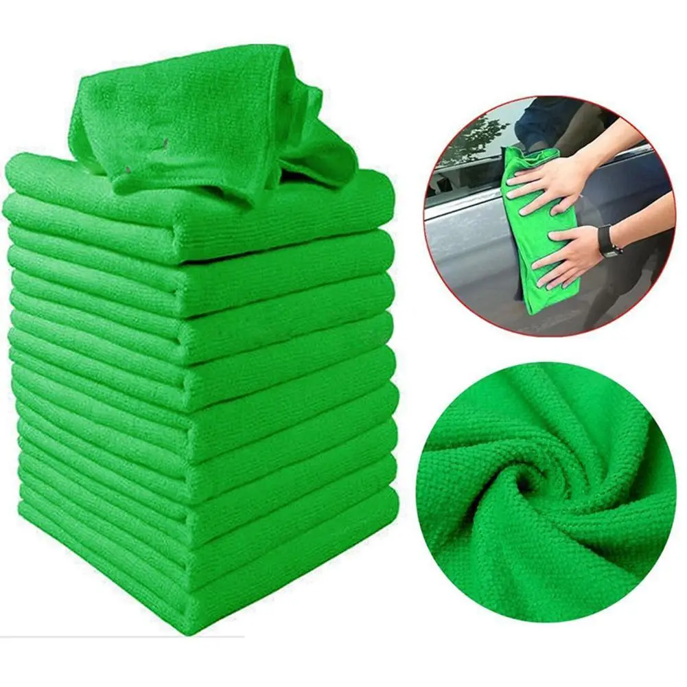 Green Soft Microfiber Car Cleaning Towel Square Thicken Towel Motorcycle Cleaning Super Absorbent Car Cleaner Polish Cloth