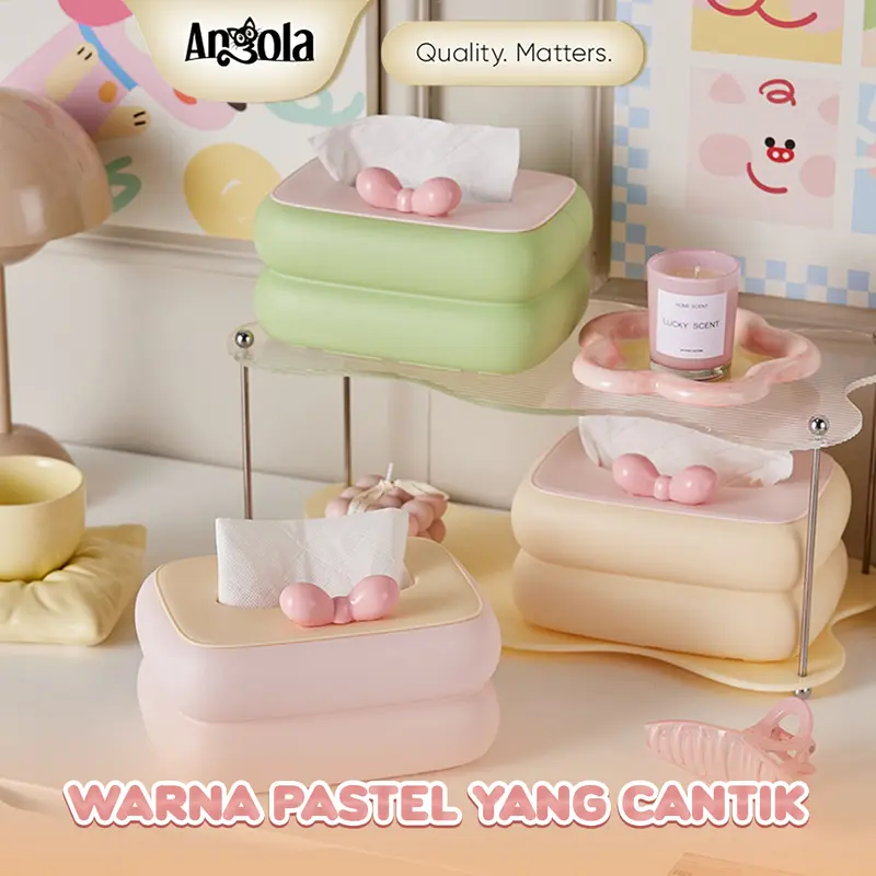 ANGOLA Kotak Tisu Kue/Coquette Style D69 Tissue Box/ Kotak Tisu Warna Pastel 7