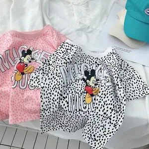 BAJU KAOS LENGAN PENDEK ANAK PEREMPUAN MOTIF MICKEY MOUSE BAHAN LEMBUT