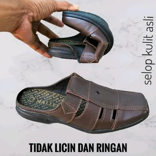 Sendal Bustong Kulit Pria Terbaru - Sepatu Sandal Selop Kulit Pria Kasual - Shoes 8