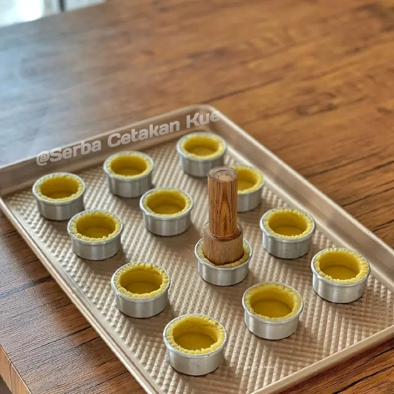 12pcs Cetakan Tart Mini + Kayu penekan - Cetakan Tartlet Loyang Diameter 4,5,6,7,8 cm murah meriah 1