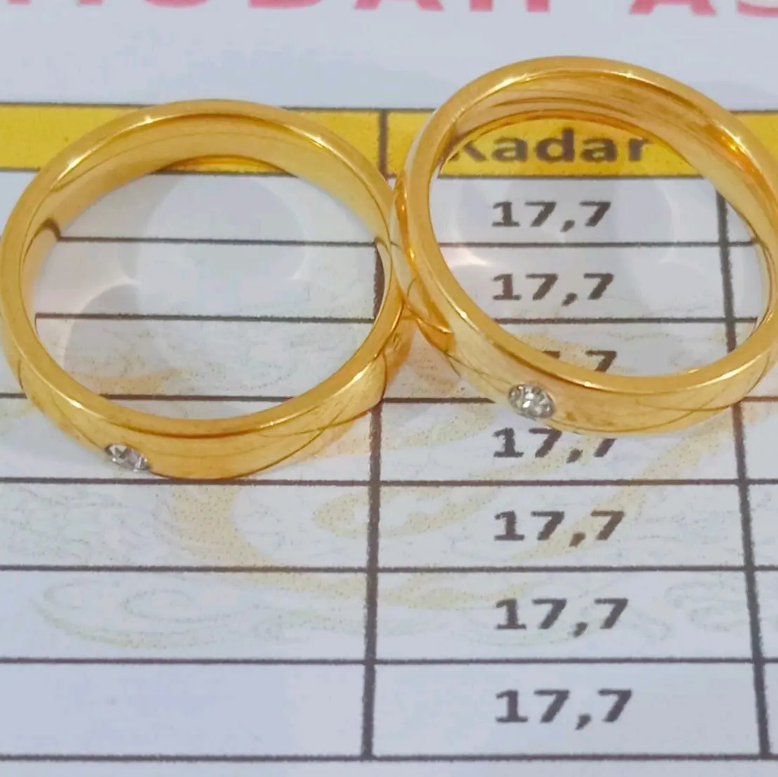 cincin kawin 2 pcs lapis emas 3gr