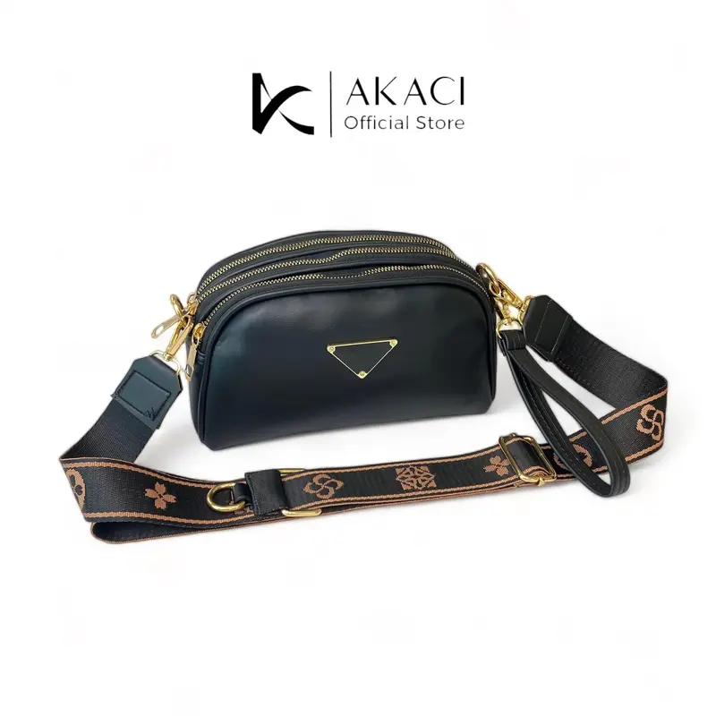 Akaci store | MARVEL Tas selempang bahu 09-8256 Bahan MS Halus 3 Ruang Tas wanita kekinian slingbag polos simpel mewah pesta ibu murah Terbaru Hitam kekinian 4