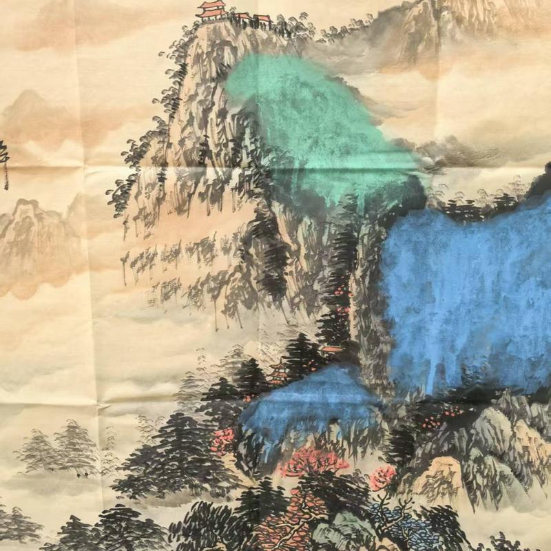 Three-foot splashed-color landscape painting, hand-made landscape ...