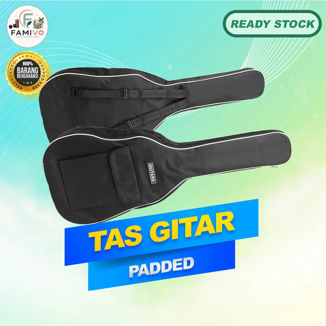 Tas Gitar Oxford Padded Guitar Case Double Strap Waterproof Black