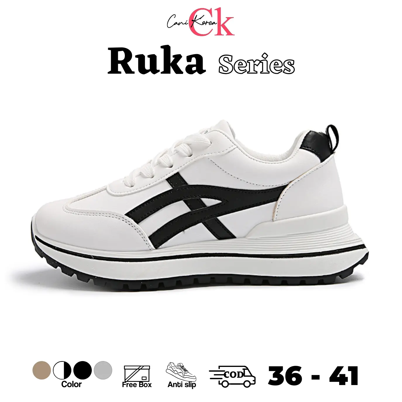 CANIKOREA Ruka Sepatu Wanita Kasual Sneakers Fashion Korean - Back To School Sol Karet Empuk K9254