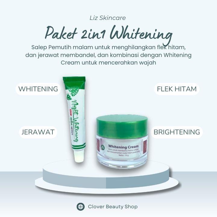 Liz Skincare Paket 2 in 1 Pemutih Malam (KPM) - Cream Pemutih Siang Malam ( Salep Penghilang Flek Hitam ) Wajah Pencerah 0