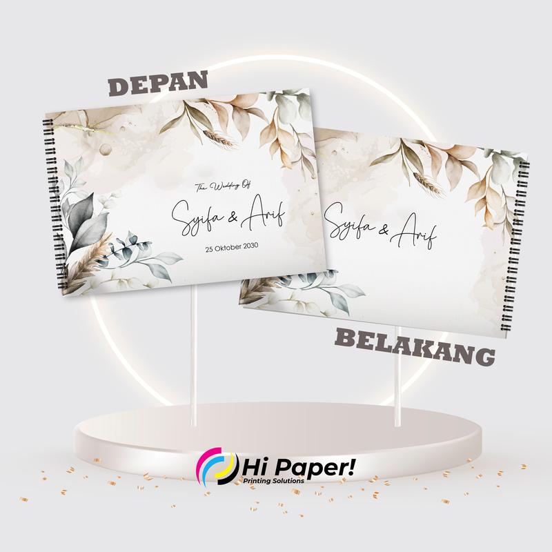 Buku tamu undangan CUSTOM Nama. Ukuran besar soft cover DESAIN KEKINIAN 0