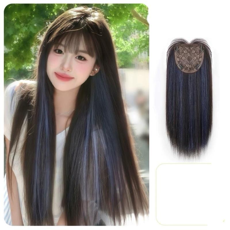 Phủ nữa đầu light xanh khói mái thưa dệt kim 5DDK tóc tơ nhật cao cấp thiết kế mới ko lộ ko nặng wig phủ hói phủ bạc che hói che bạc làm dày tóc tóc giả