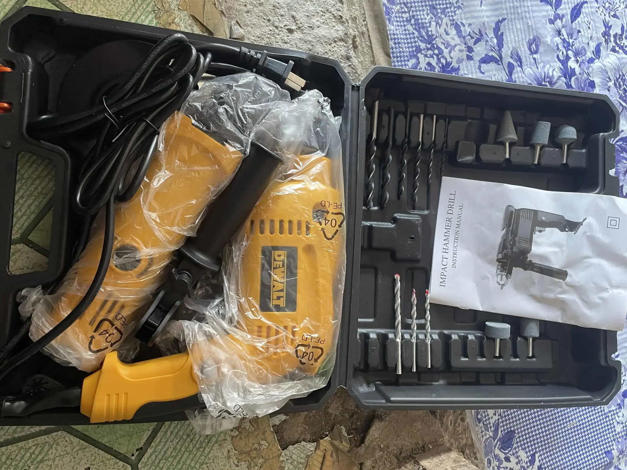 Dewalt 2in1 Angle Grinder and Impact drill set with complete accessories and warranty