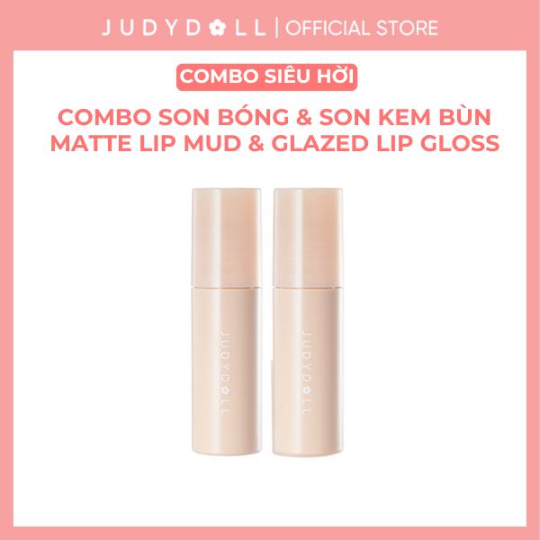   NEW  Combo 2 Son Tint Bóng & Son Kem Bùn Lì Judydoll Matte Lip Mud & Glazed Lip Gloss 