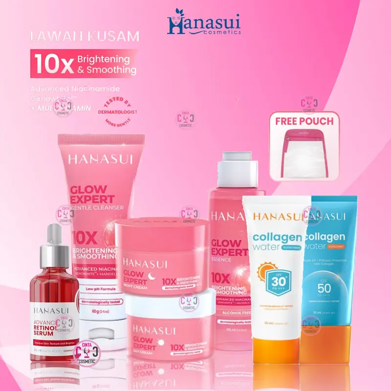 HANASUI Paket Glow Expert & Serum+Sunscreen | Bebas Alkohol | Semua Jenis Kulit | Untuk Kulit Kusam | Kulit Jadi Glowing 1
