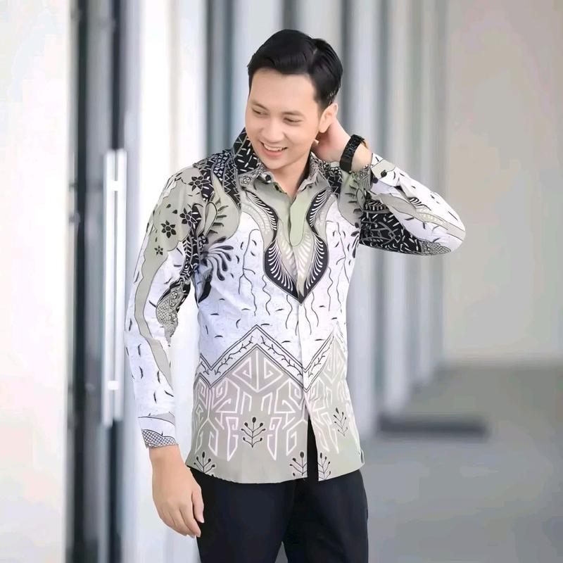 KEMEJA BATIK PRIA FORMAL LENGAN PANJANG MOTIF AYAM UKURAN M L XL XXL 8