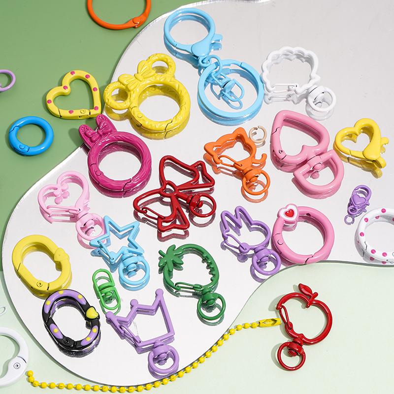 42 Styles DIY Keychain Accessories Mixed Color Key Ring Key Buckle ...