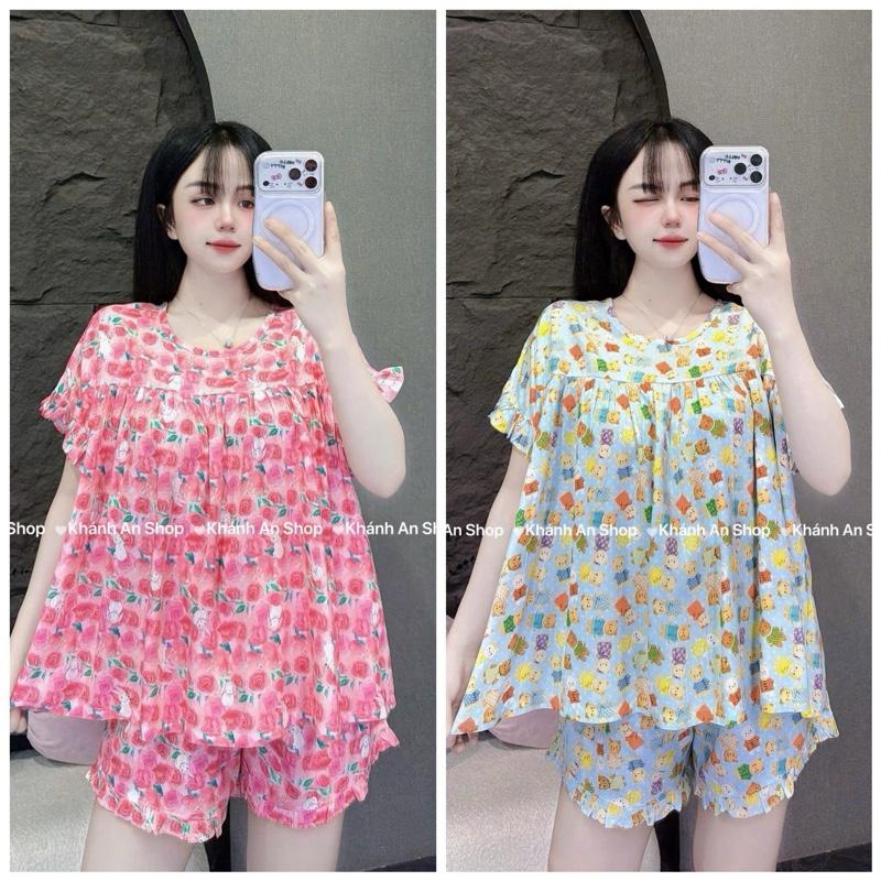 KA157 - {Fom Kiểu Rộng} VNXK Đồ Bộ Vải Tole Lanh Nữ Áo Cổ Tròn Tay Ngắn Quần Ngắn