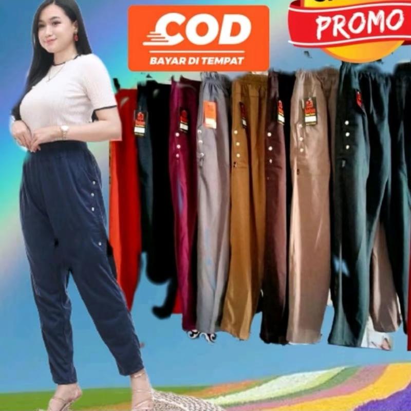 ￼Celamis ATT | Celana Panjang Wanita Dewasa Jumbo Saku Kanan Kiri 0