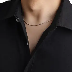 Kalung Titanium Anti Karat Bulat Pria Wanita Warna Gold/Silver Panjang 45/50/60cm - Perhiasan Aksesoris