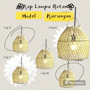 Kap Lampu Rotan Model Kurungan 20x20cm-Lampion Rotan-Kerajinan Rotan