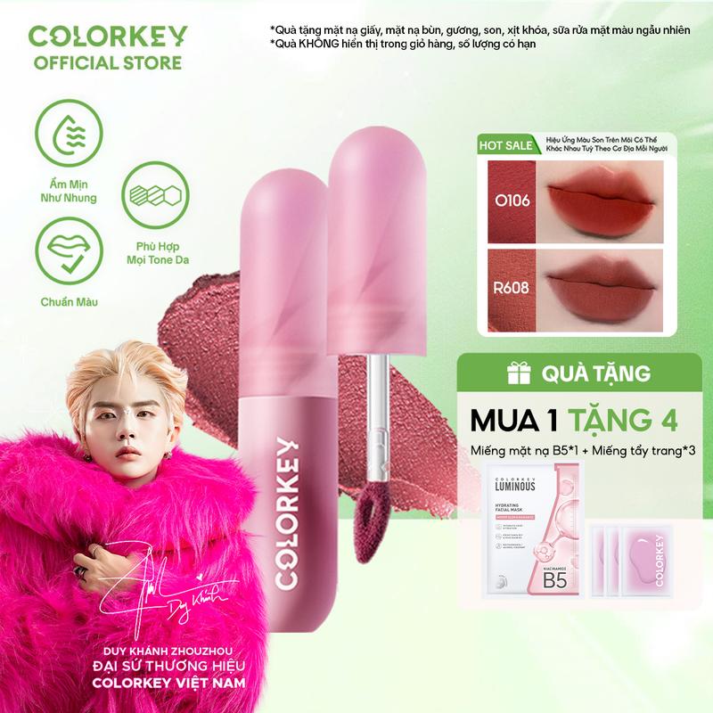  COLORKEY Son Kem Bùn Lip Mud Chất Son Mềm Mịn Che Vân Môi Tốt Màu Sắc Thời Thượng 2g Finish Nhung Lì Hot Hit 