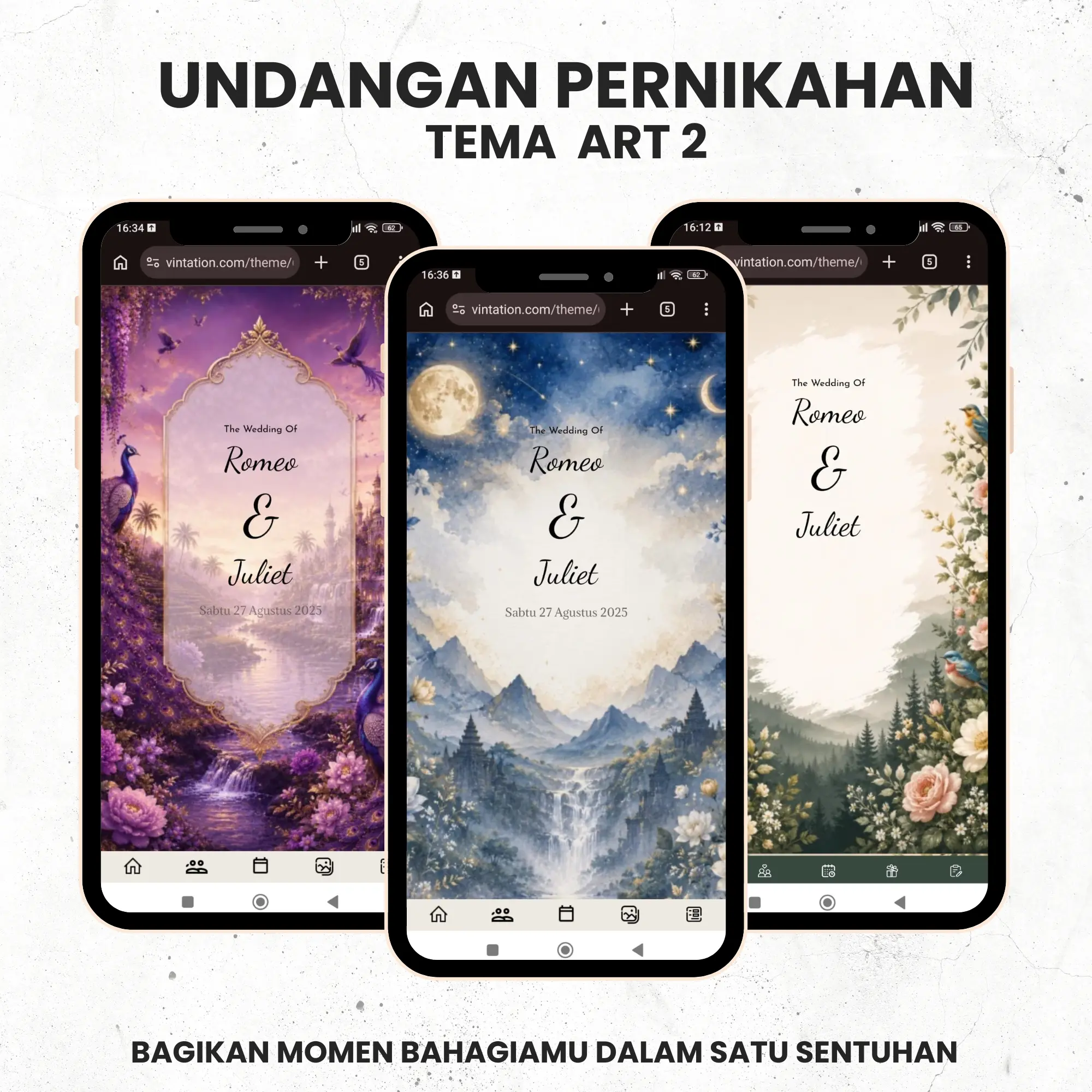 Cetak Kartu Undangan Pernikahan Tema ART Fitur Lengkap Undangan Pernikahan Engagement Khitan Aqiqah Birthday Wisuda