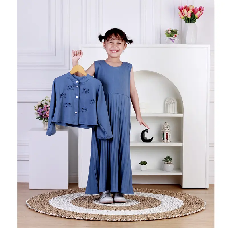 Dungdungkids Gamis Anak Aurora Coquette 2 in 1 Knitt Plisket 3 - 11 Tahun 5