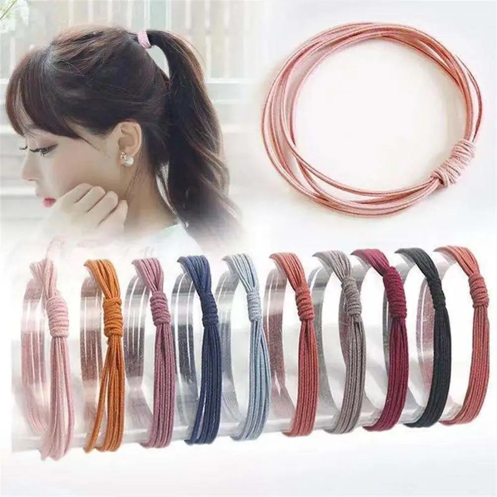 Random Color Concise Girl Hair Accessories High Elastic Hair Ring Hair Tie Rope 4 in 1