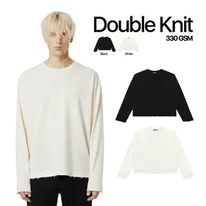 Thenational Longsleeve Boxy Unfinish Combed Double Knitt 330 GSM Polos White