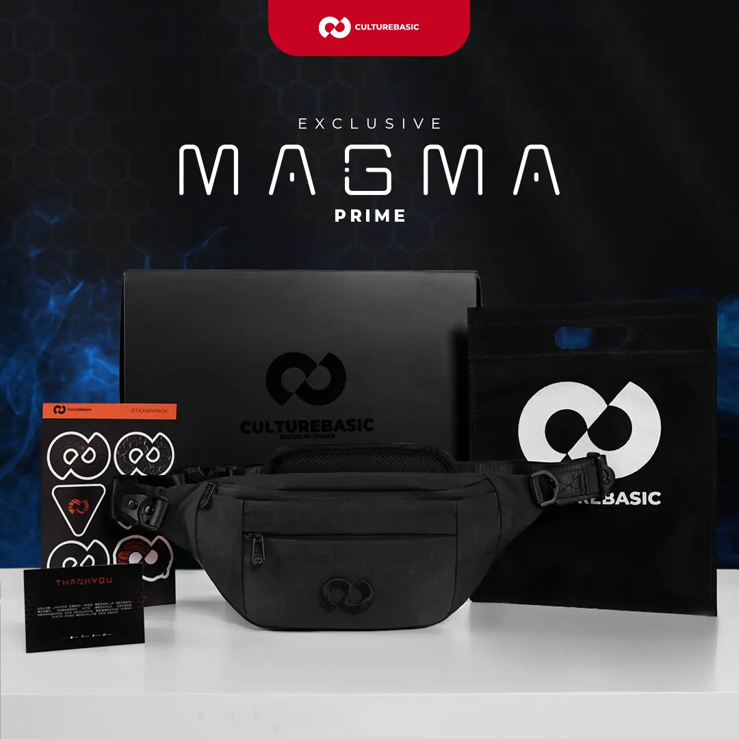 Culture Basic | Magma Prime Waistbag | Tas Selempang Pria  Waterproof | Tas Pinggang Hitam Polos Multifungsi Cowok | Kado Pasangan