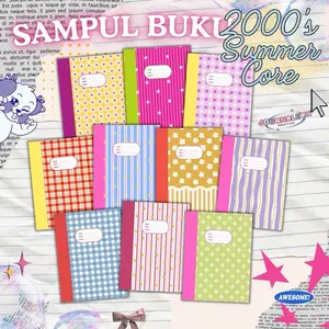 RETRO Y2K SAMPUL BUKU SEKOLAH AESTHETIC GINGHAM KOTAK GRID Paper Stationery