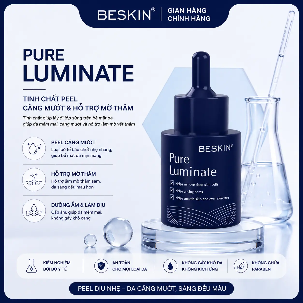 TINH CHẤT PEEL "PURE LUMINATE" - Dung Tích: 20ml & 5ml - Thương Hiệu: Beskin - Skincare Nữ Women Làm Đẹp Da Serum Dưỡng Ẩm Da Chăm Sóc Da Peel Da