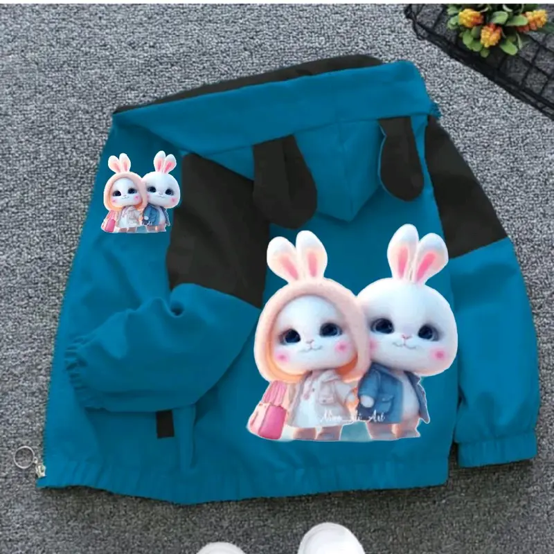 jaket hoodie anak kombinasi bergambar kelinci imut&lucu paling banyak dicari bahan bagus jaket waterproof jaket musim dingin jaket untuk anak perempuan umur 1-12 tahun Bayi 5