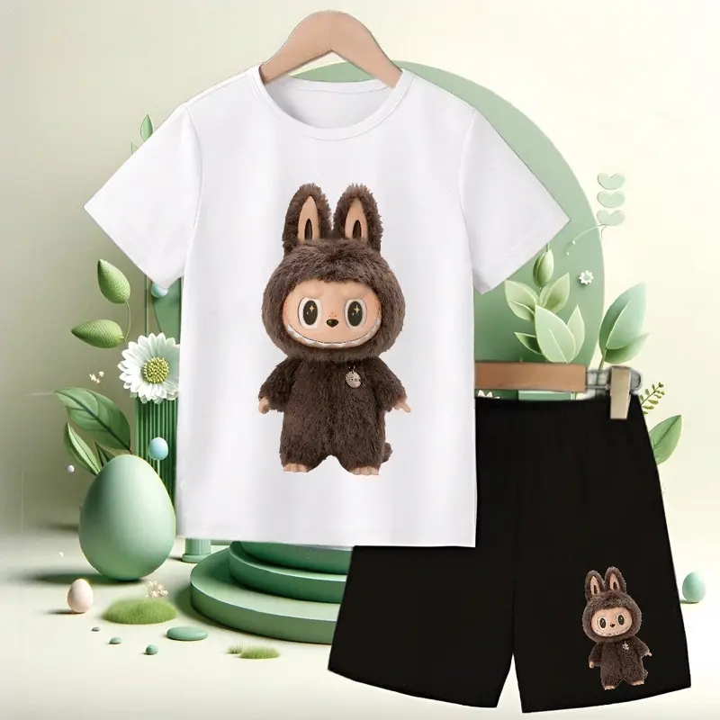 baju anak setelan karakter labubu coklat-anak cowok cewek Fashion 0