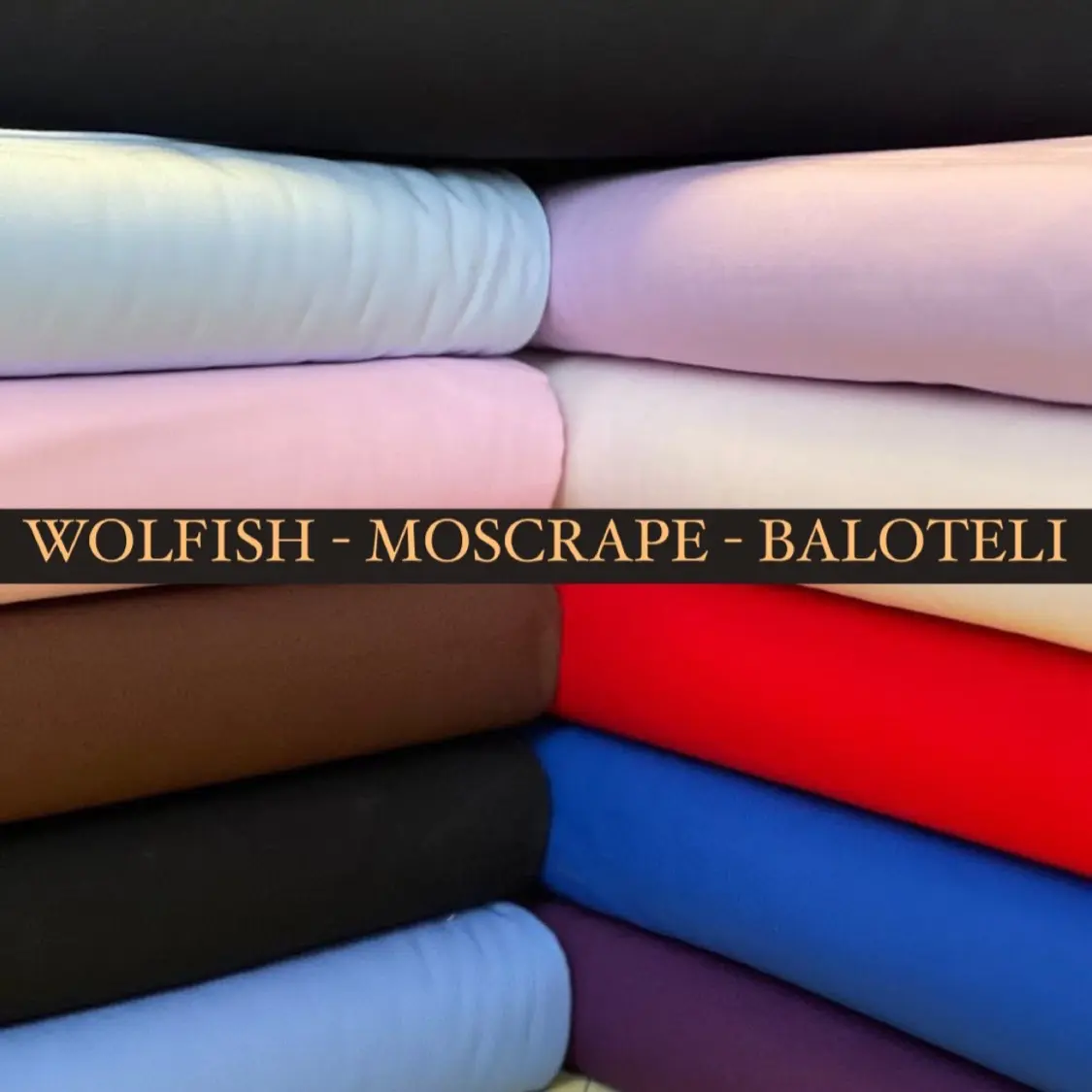 Kain Polos Wolfis/Moscrape/Baloteli - Harga Per Setengah Meter(0,50 cm) - Lebar Bahan 1,5 M - Tahan lama, Baju, Gamis, Dress