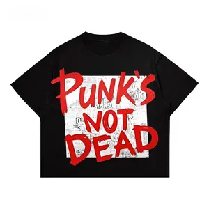 Pernapas  T-SHIRT Yinyanks T-shirt Oversize Fit Boxy Punks Not Dead warna hitam putih bahan katun univeiqbgzoof