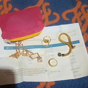 Set Perhiasan E.M.A.S Muda Asli Liontin Love Permata Gratis Dompet Dan Surat Perhiasan Dari Toko