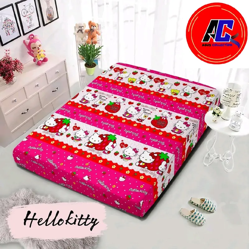 Sarung Kasur Busa Resleting Motif Flamingo UK.180x200 Bahan Katun Poliester//Seprei Resleting Motif Anak 1
