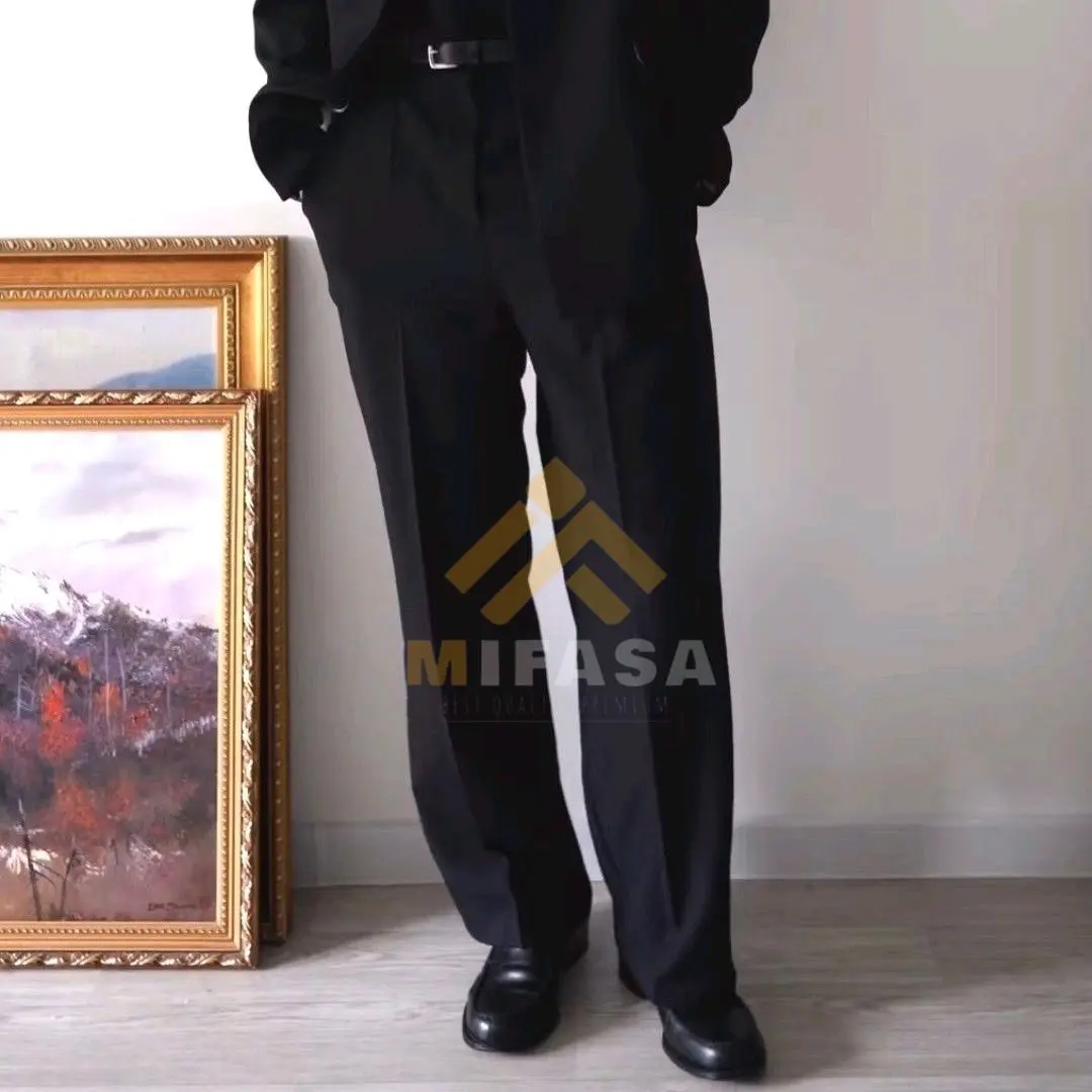 MIFASA - CELANA FORMAL STANDAR REGULER | BAHAN DASAR  TWIST TISU | UNTUK BAPAK2  | Tebal Lembut Nyaman Kain Panjang Pria Span  Dasar | Kerja Kantor calana  Bahan | old  pants | Hitam