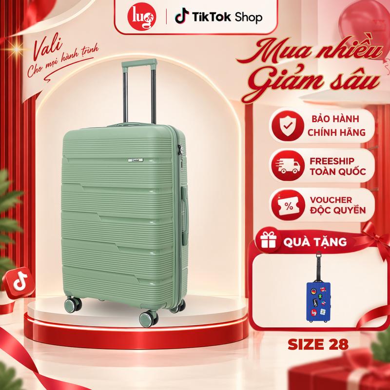 Vali Kéo Du Lịch MP809 Size 28 Thương Hiệu Holdall, Nhựa PP Chống Bể Vỡ - LUG 4 bánh xoay 360 hộp đựng mềm- vali cho sinh viên