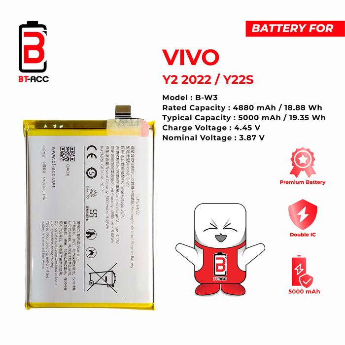 Gambar BT-ACC B-W3  Battery Baterai Batre For Vivo Y22 2022 / Y22S dari BT-ACC Kota Administrasi Jakarta Utara Tokopedia