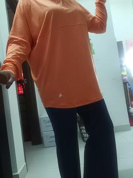 Product Review of Plus Size Women Sportswear Baju Panjang Loose Exercise Gym Workout Waistband Skinny Yoga Shirt Perempuan Clothing Outdoor from a**️ 2