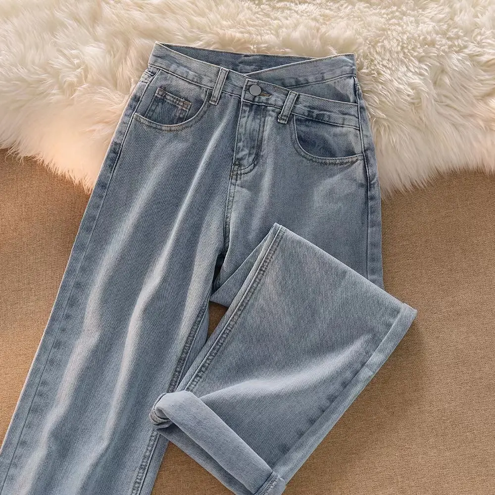 Korean Straight Celana Kulot Highwaist Loose Jeans Wanita Premium