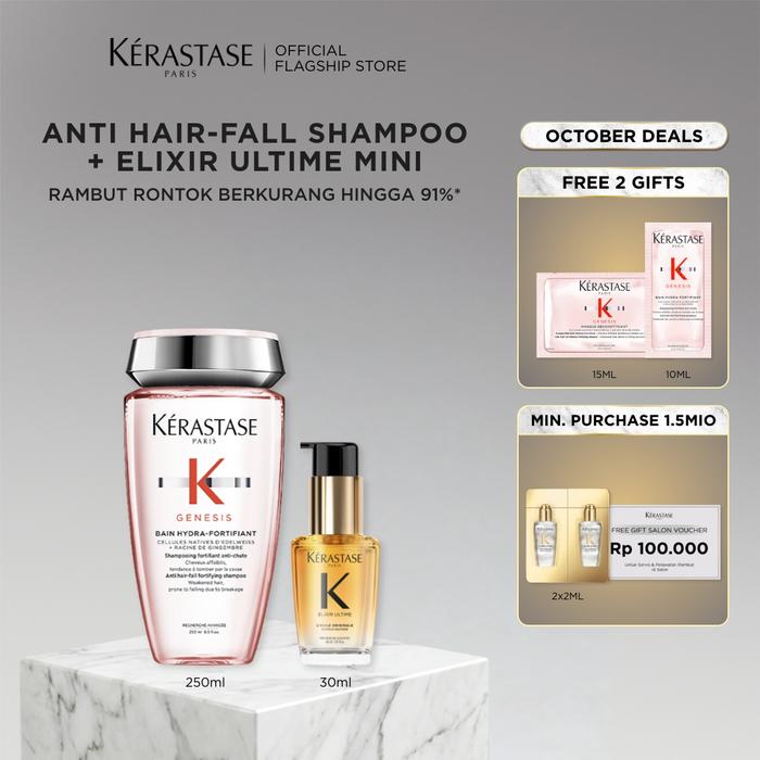 Gambar Kerastase Anti Hair Fall Shampoo & Elixir Ultime Hair Oil - Bain Hydra Genesis 250ml & Elixir Ultime 30ml dari Kerastase ID Kota Tangerang Tokopedia