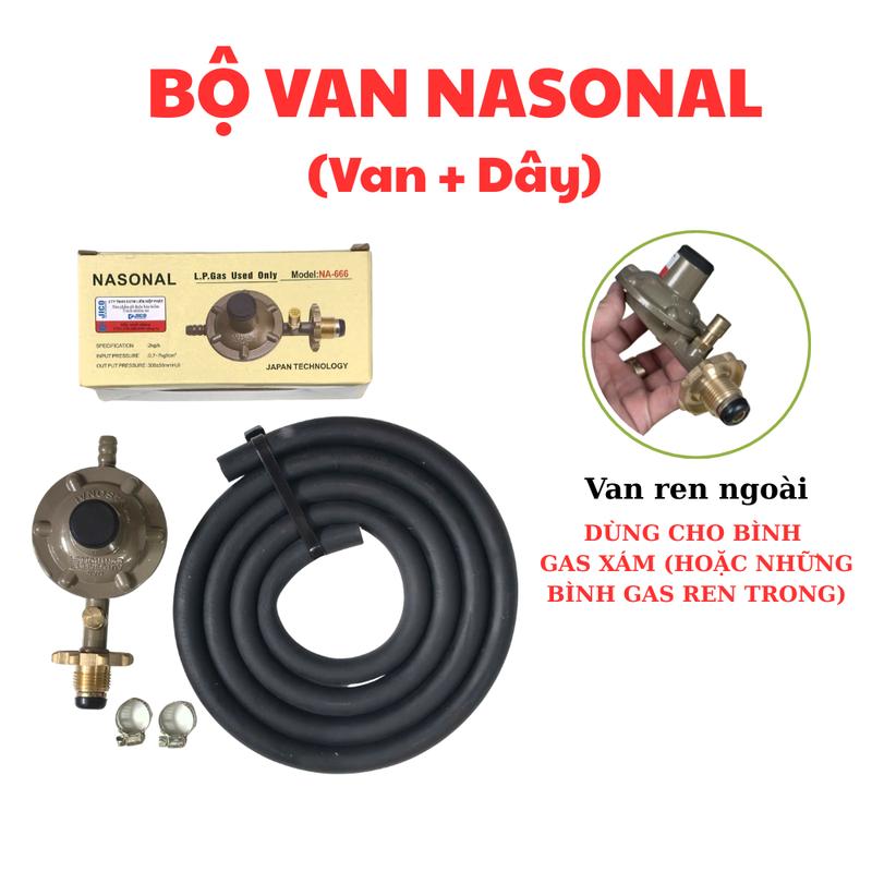 Bộ dây van NASONAL (Bao gôm Van + 1,5m Dây)- Van ren trong dùng cho BÌNH GAS REN NGOÀI hoặc Bình gas xám