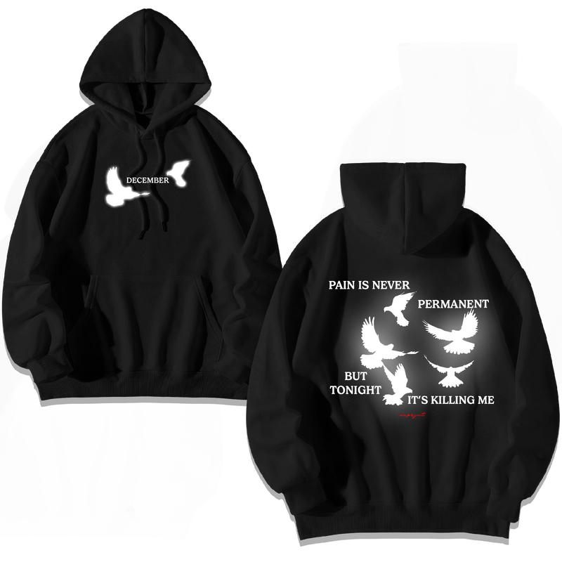 [Reflective Version] Hoodie Pain I Never Permanent Cotton Fleece unisex 1